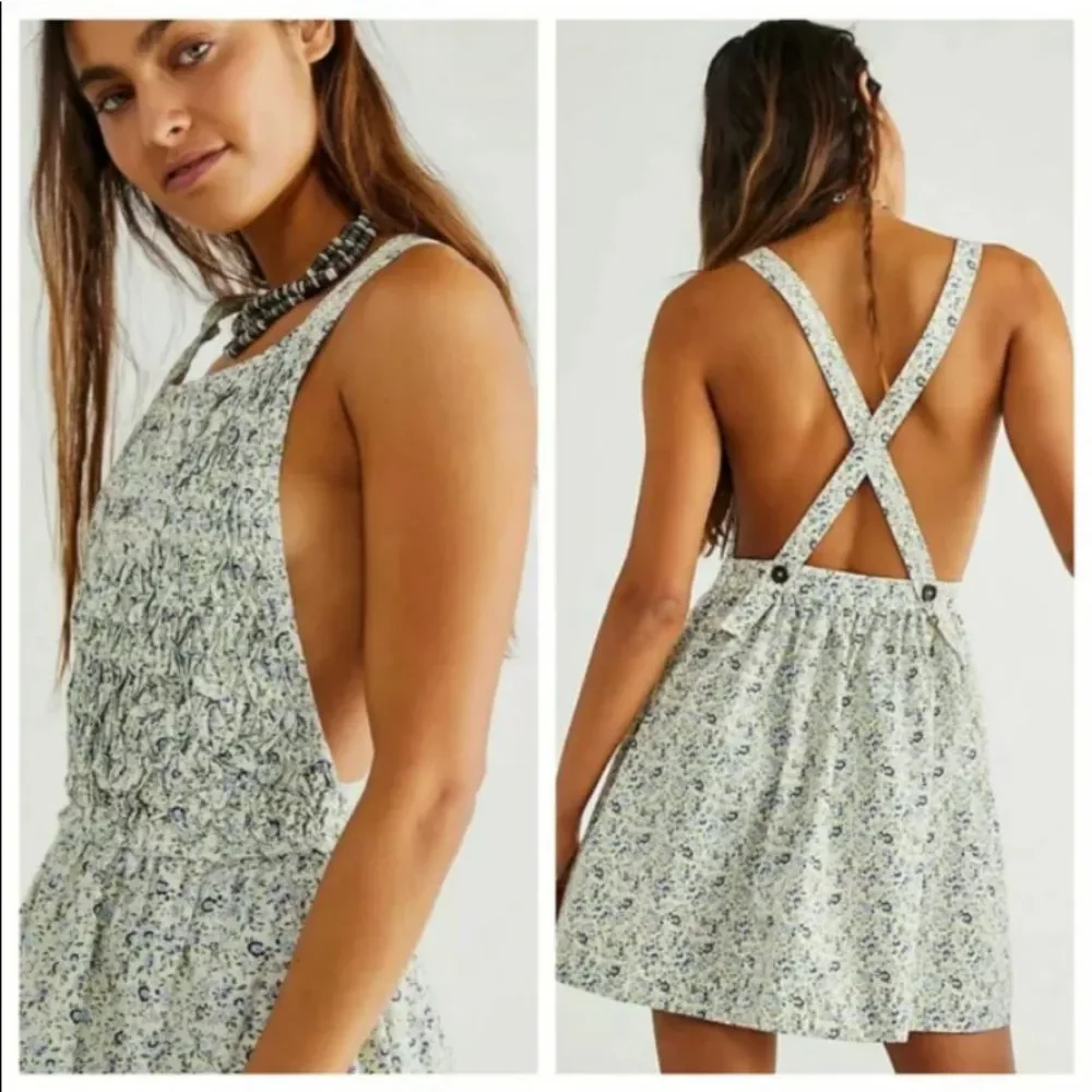 Free people petunia mini dress tea combo small floral print - Picture 1 of 7